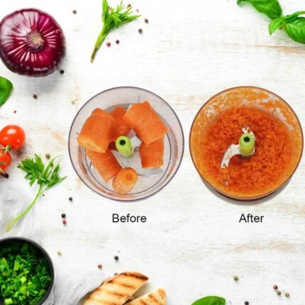 Manual Food Chopper (650ml): Stainless Steel Flates, Locking System, Anti-Slip Base