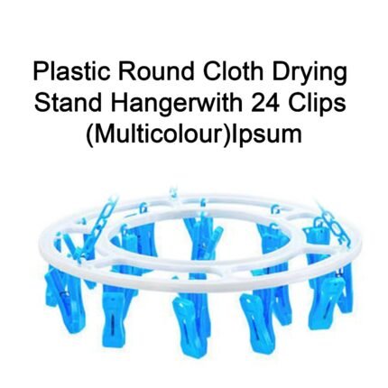 Round Plastic Cloth Drying Stand Hanger with 24 Clips Multicolor